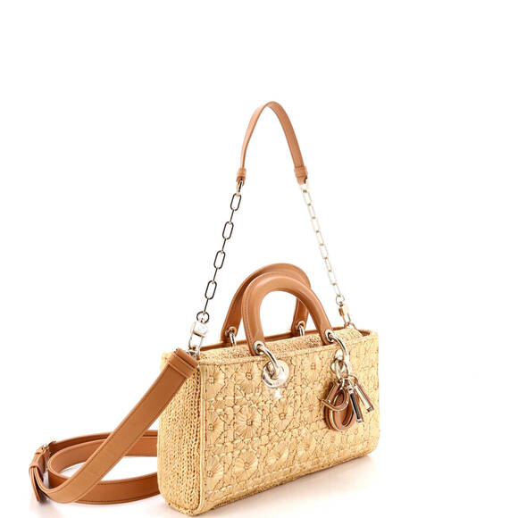 Christian Dior Medium Lady D-Joy Bag Woven Raffia with Leather - Picture 2 of 5
